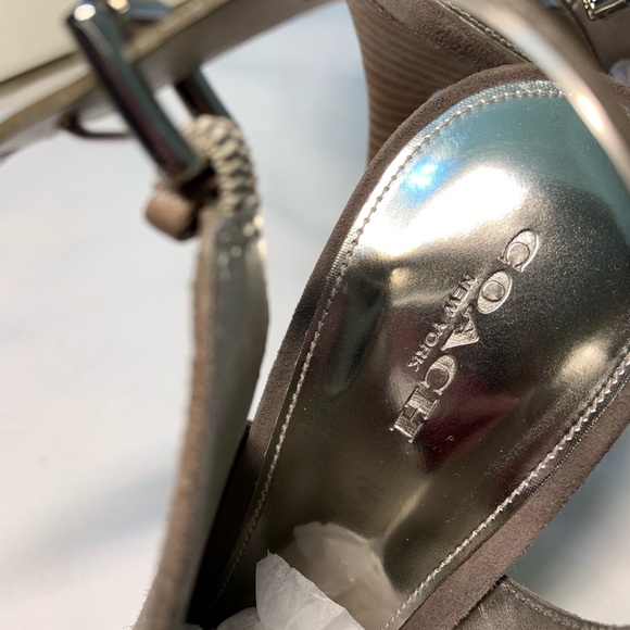 Coach Size 8.5 Taupe High Heel Sling Backs - Picture 2 of 5